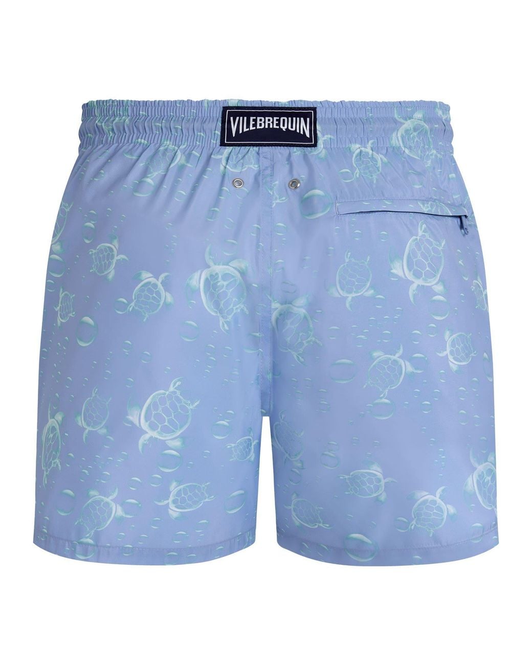 Vilebrequin Blue Swim Shorts With Turtle And Water Bubble Print And Matching Pouch for men