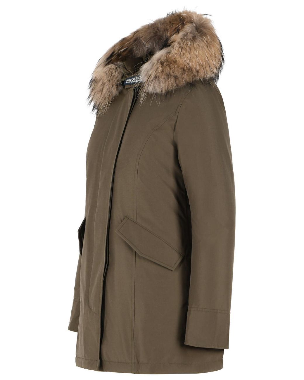 Woolrich Green 'Arctic Racoon' Cotton Blend Parka
