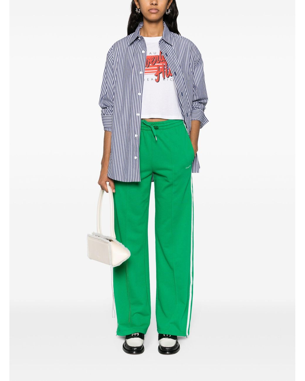 P.A.R.O.S.H. Green Logo-Embroidered Straight Trousers