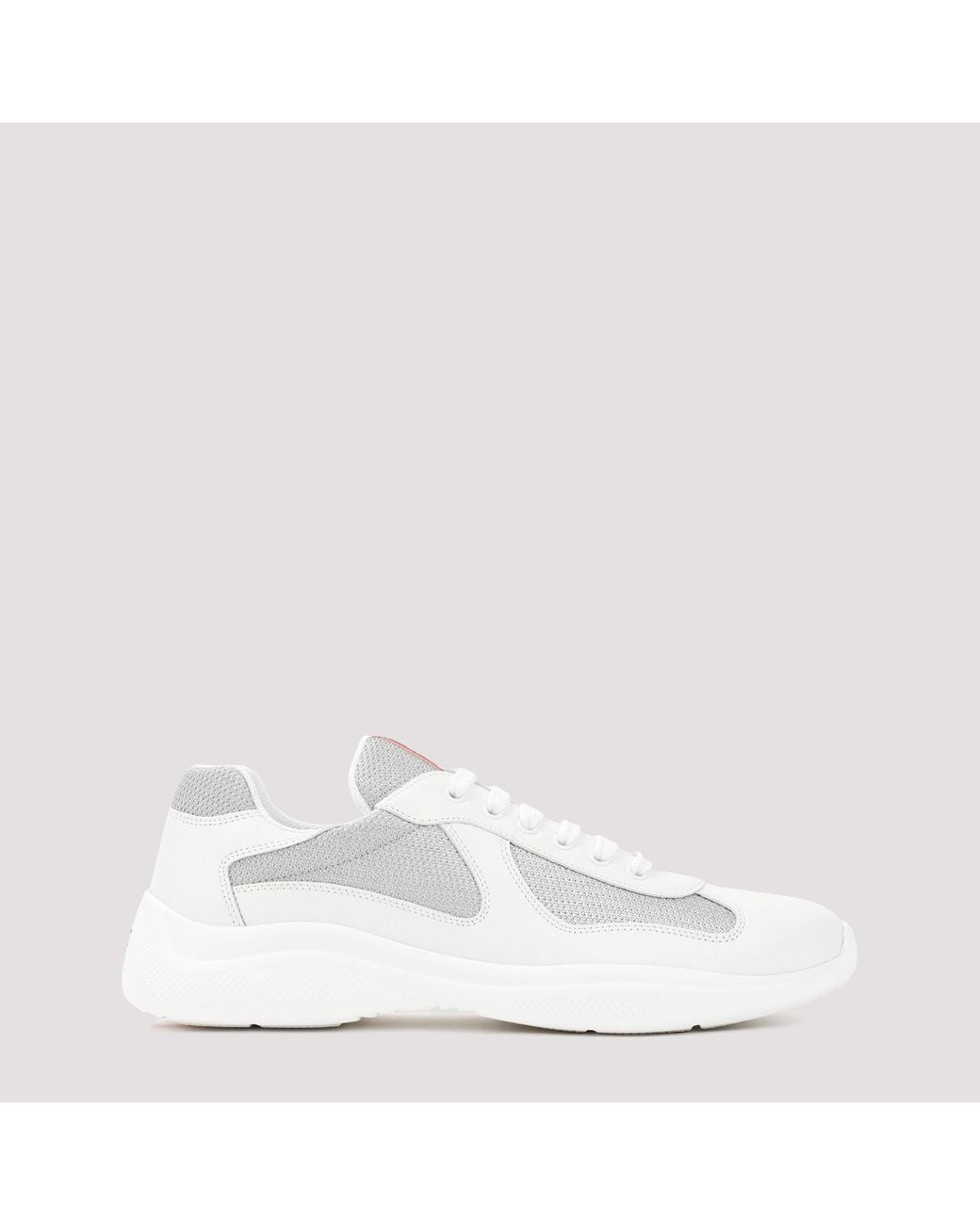 Prada White Americas Cup Lace-Up Sneaker
