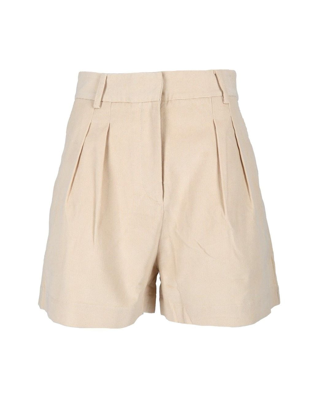 Mc2 Saint Barth Natural Cream Aya Pleated Corduroy Mini Shorts
