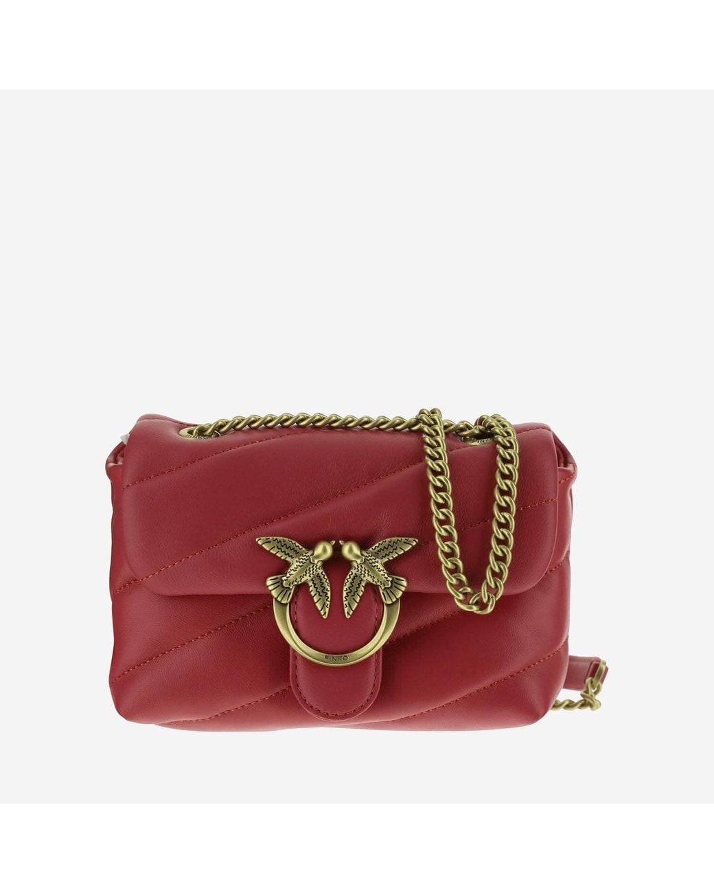 Pinko Red Shoulder Bag Love One Leather