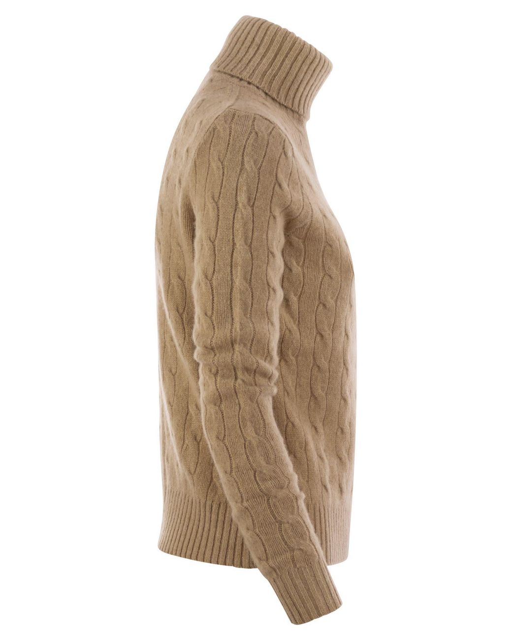 Polo Ralph Lauren Brown Wool And Cashmere Cable-Knit Turtleneck Sweater