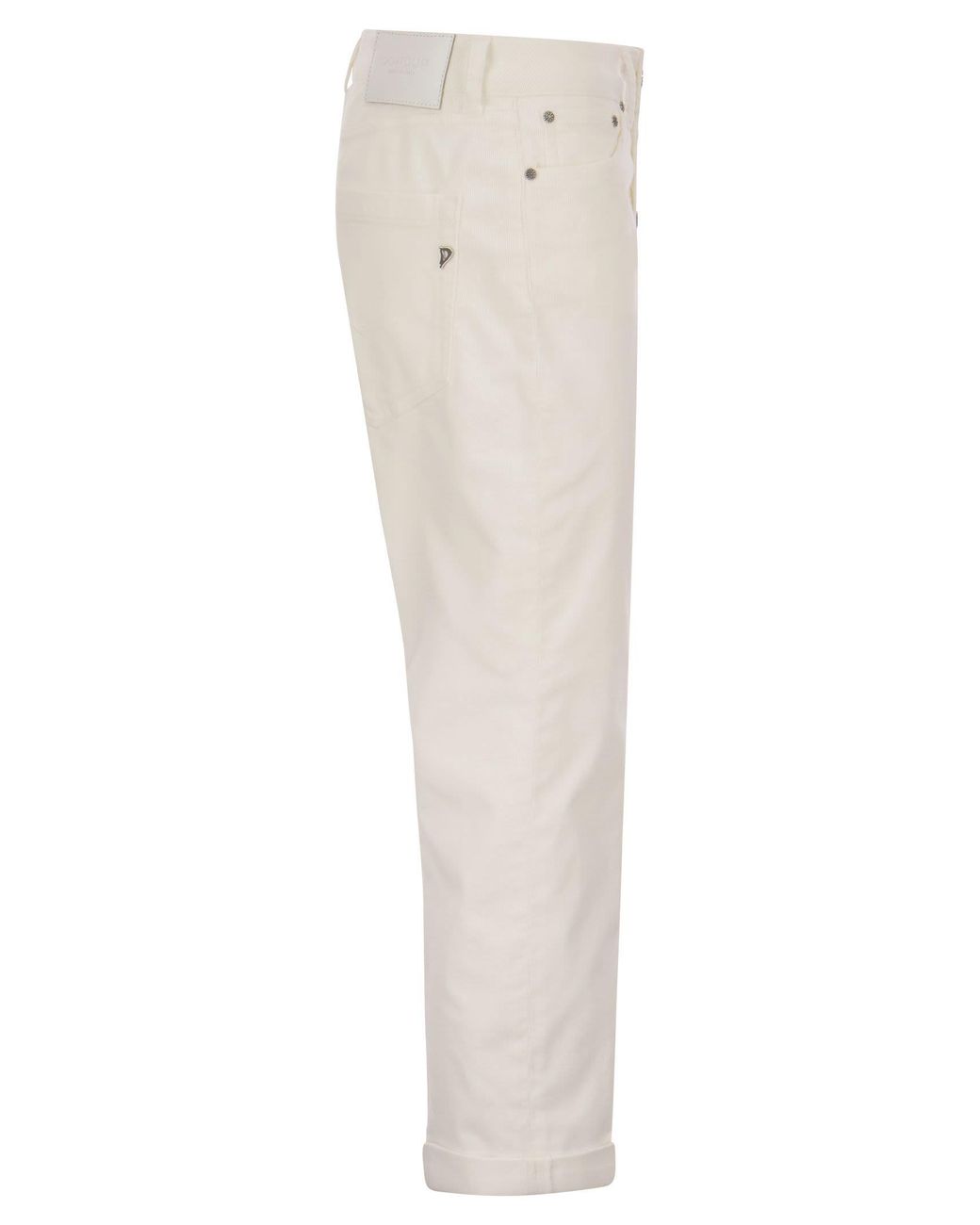 Dondup White Koons Multi Striped Velvet Trousers With Jewelled Buttons