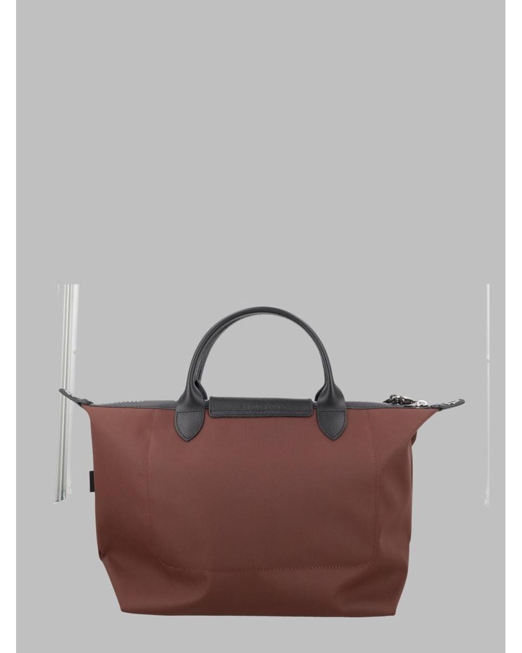 Longchamp Brown Foldable Tote Bag With Top Handles And Shoulder Strap