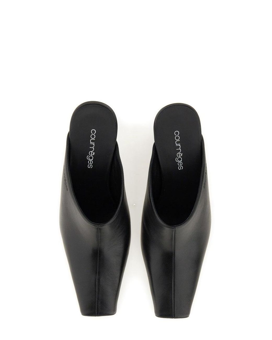 Courreges Black Pointed Toe Mules