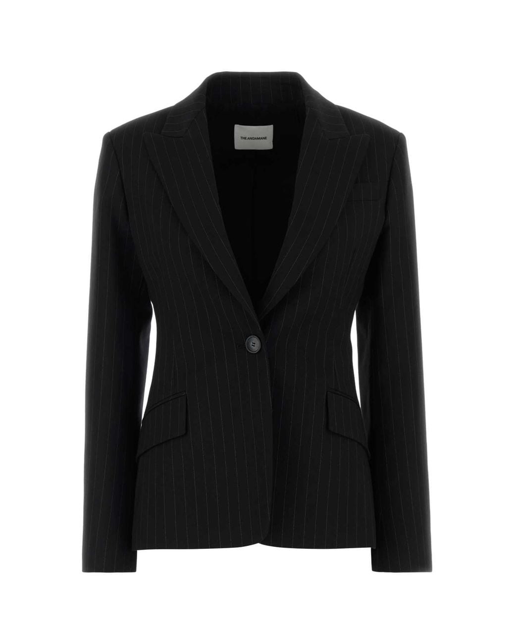 ANDAMANE Black Bianca Embroidered Stretch Cotton-Blend Blazer