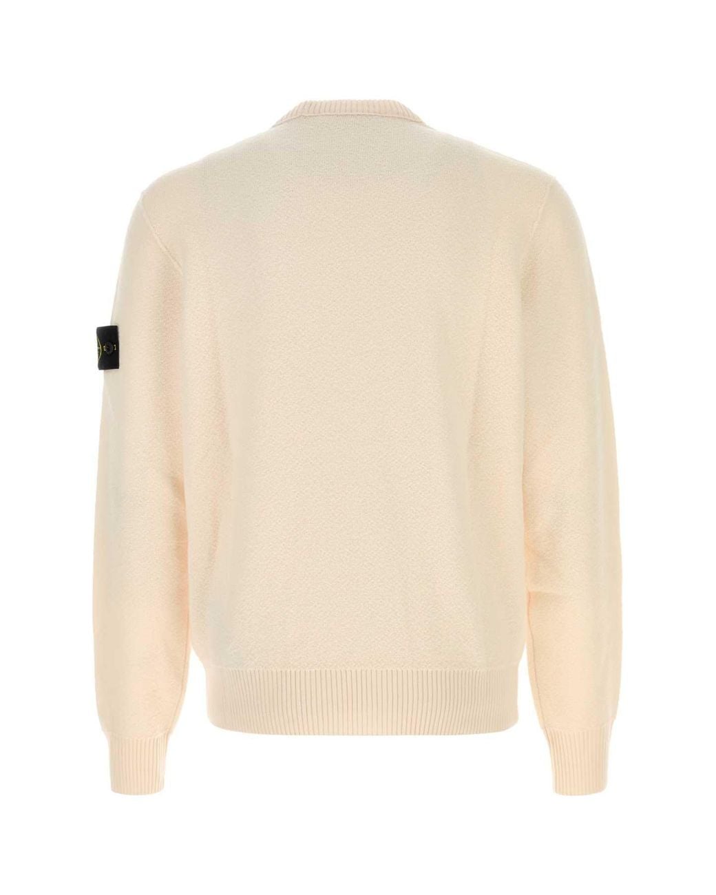 Stone Island Natural Ivory Virgin Wool Sweater for men