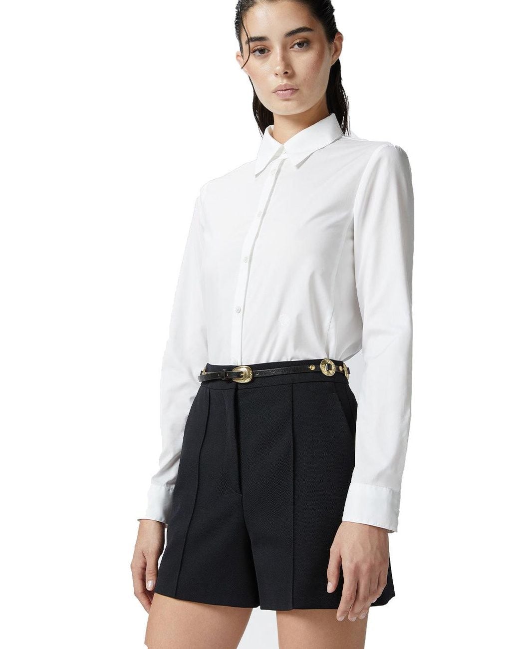 Pinko White Classic Button-Down Tailored Shirt