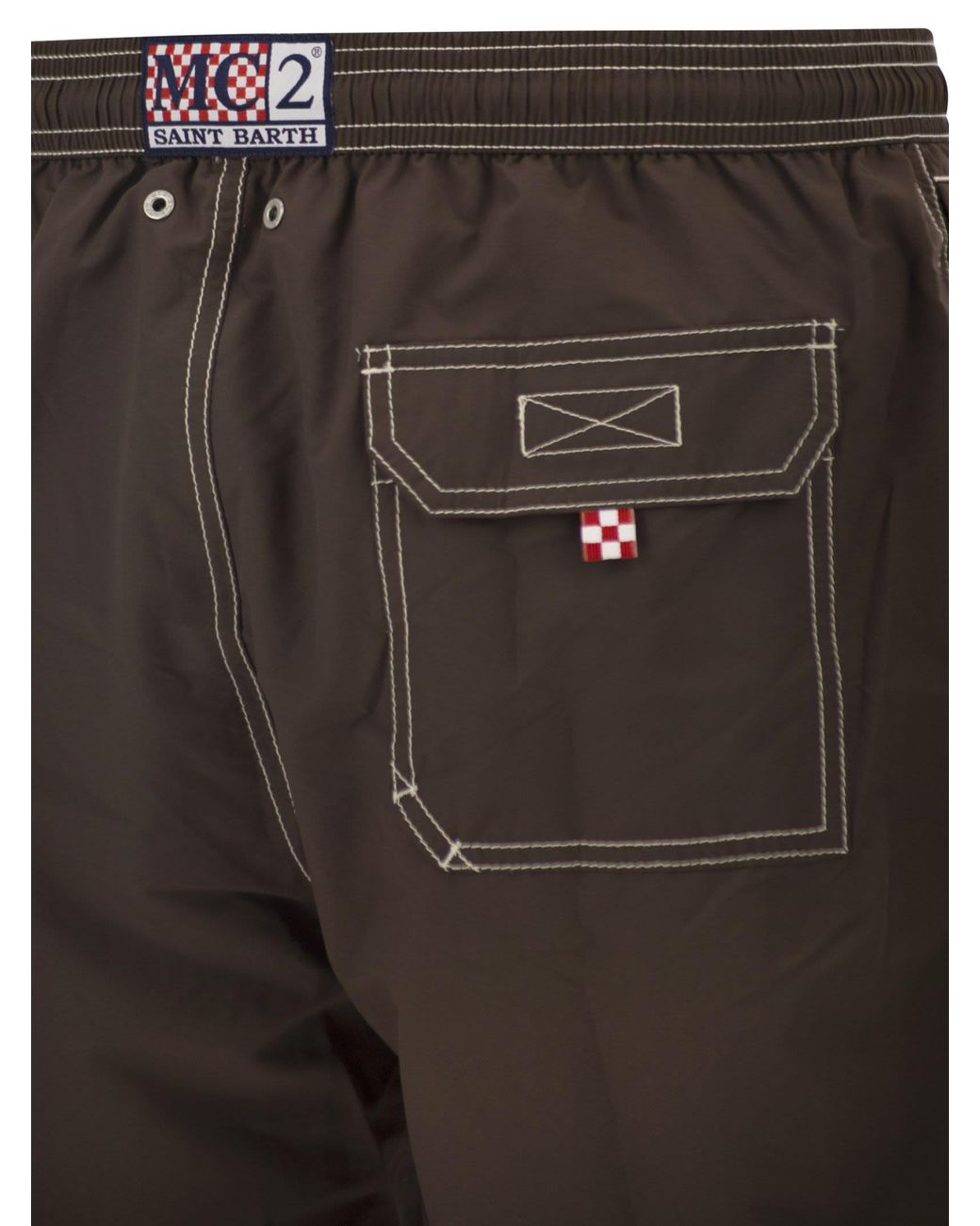 Mc2 Saint Barth Gray Beach Shorts With Logo