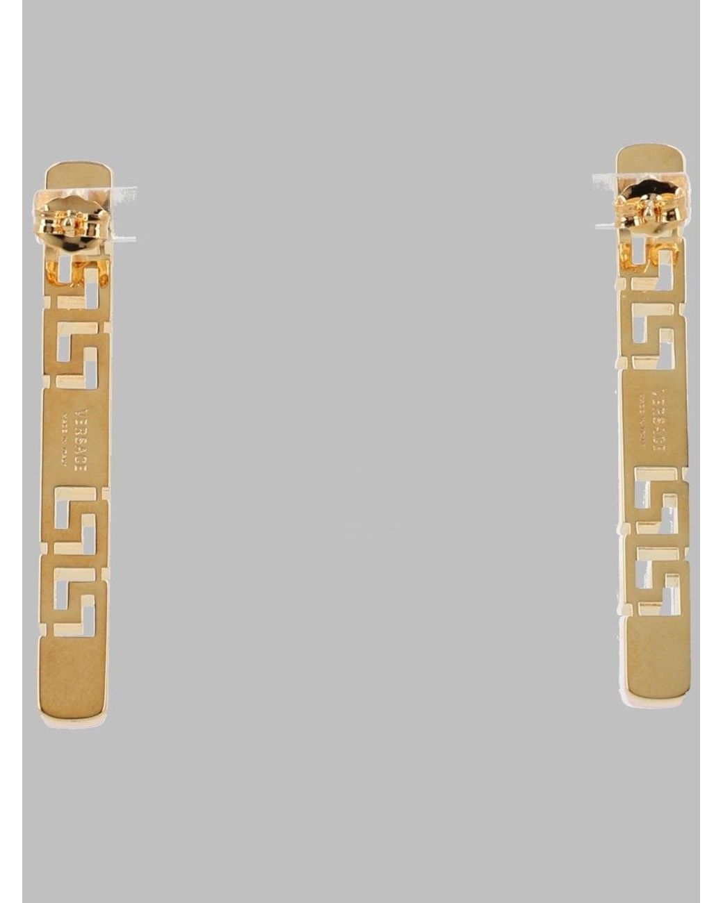 Versace Metallic Statement Earrings With Signature Motif