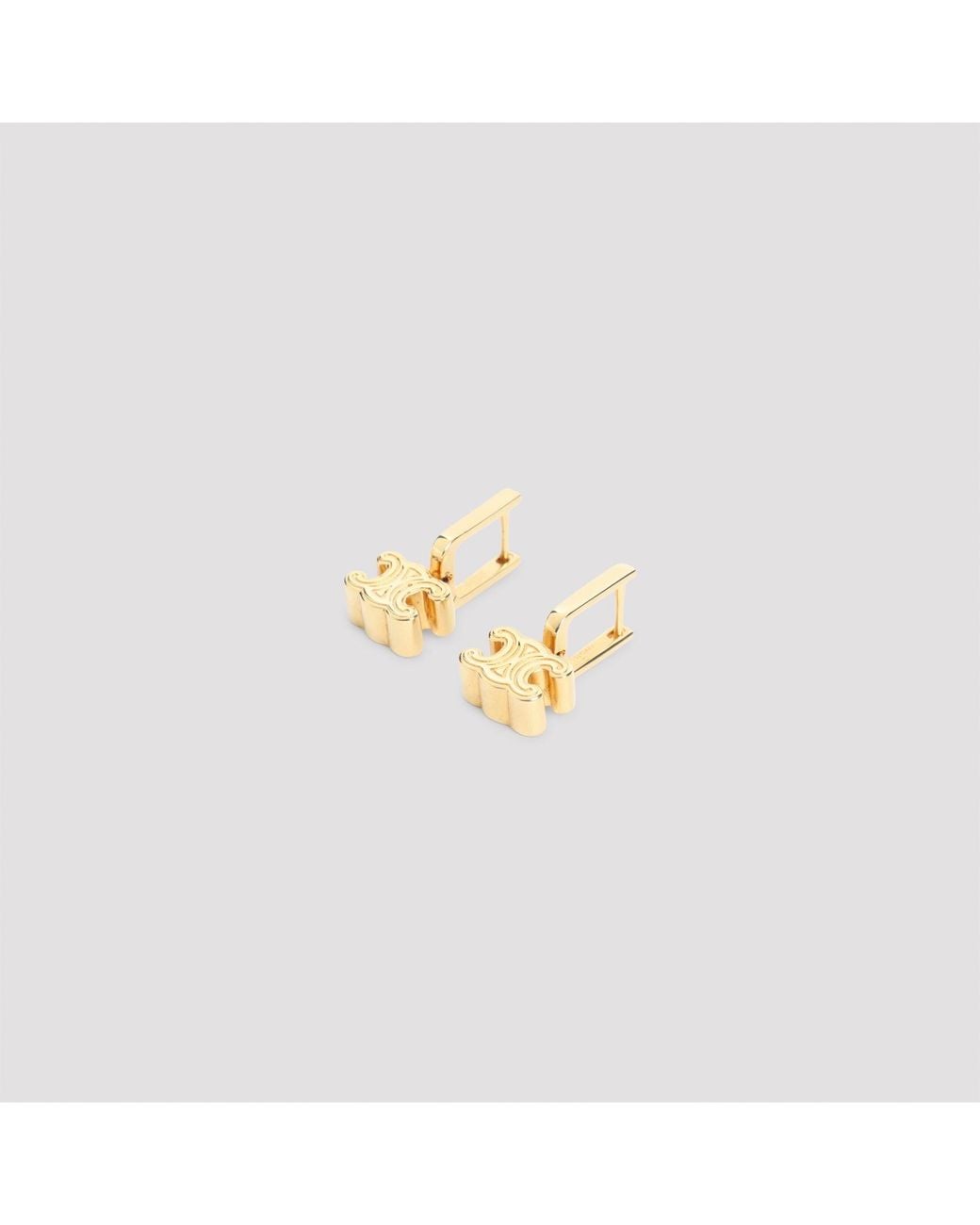 Céline Metallic Chunky Triomphe Mini Earrings