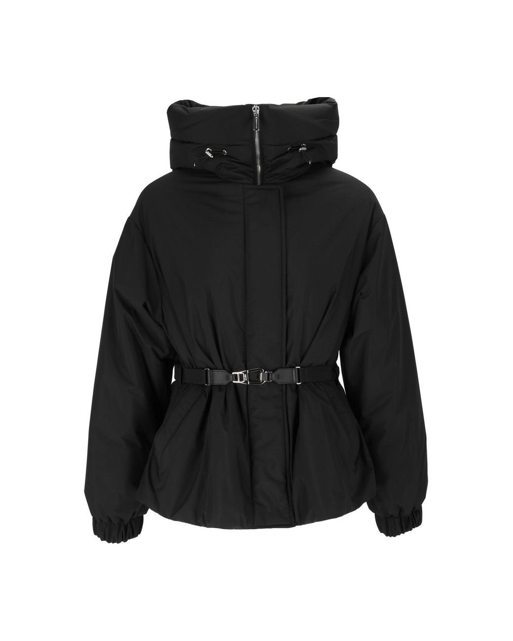 Moorer Black Glarea-Stp Padded High-Collar Belted Jacket