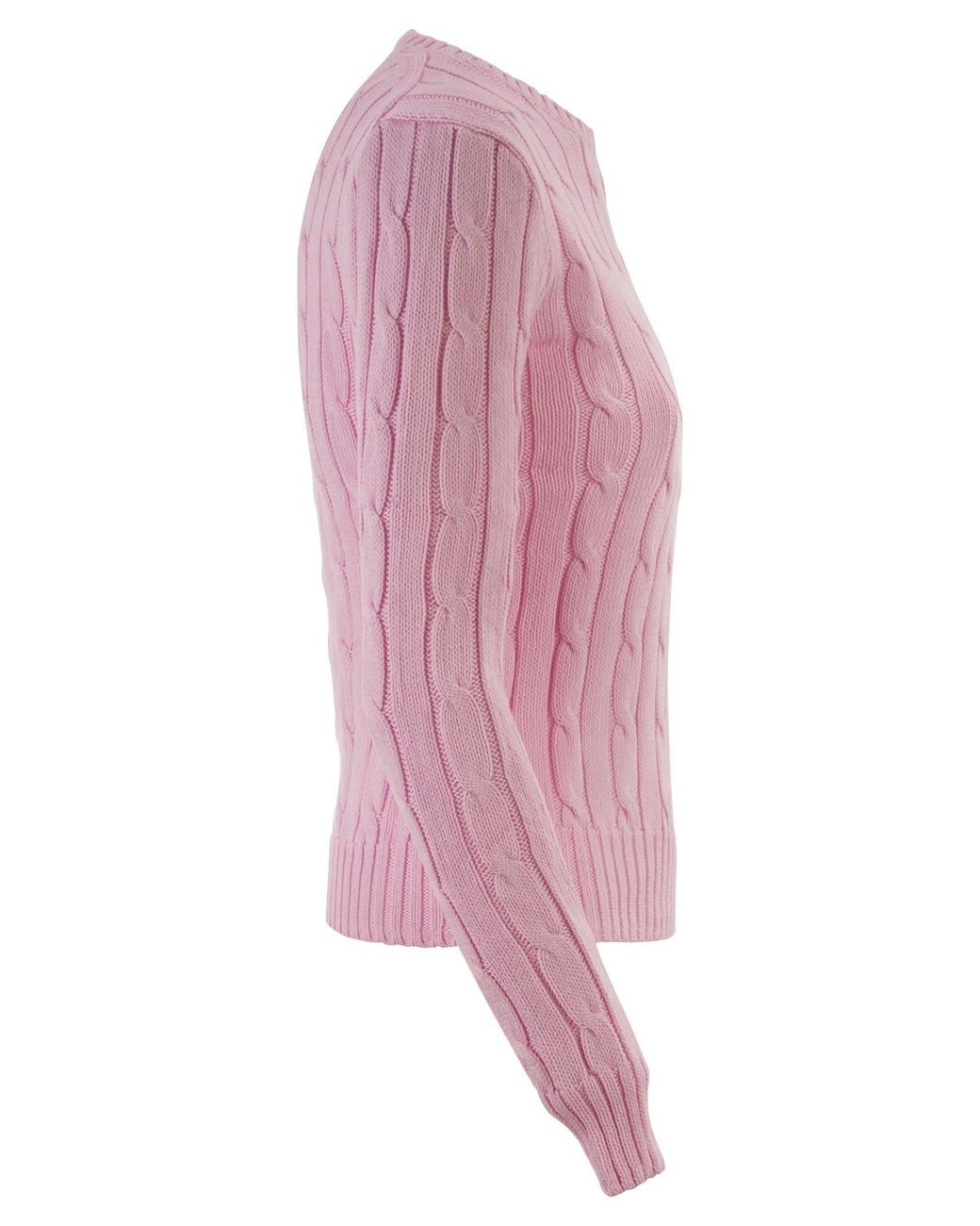 Polo Ralph Lauren Pink Cotton Cable Knit Crew Neck Jumper