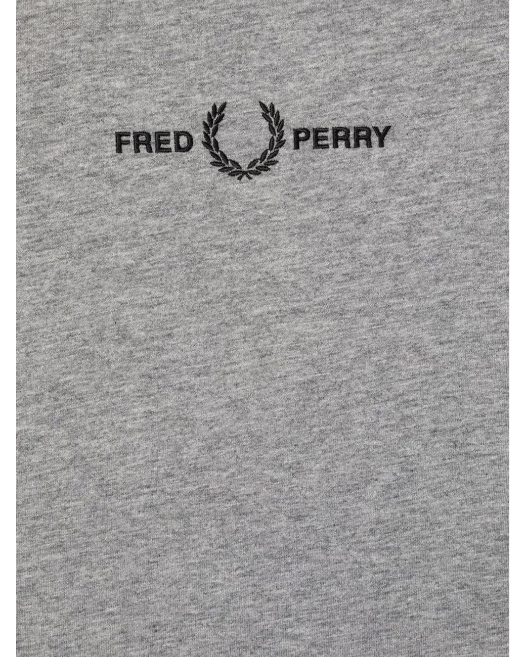 Fred Perry Gray Embroidered T-Shirt