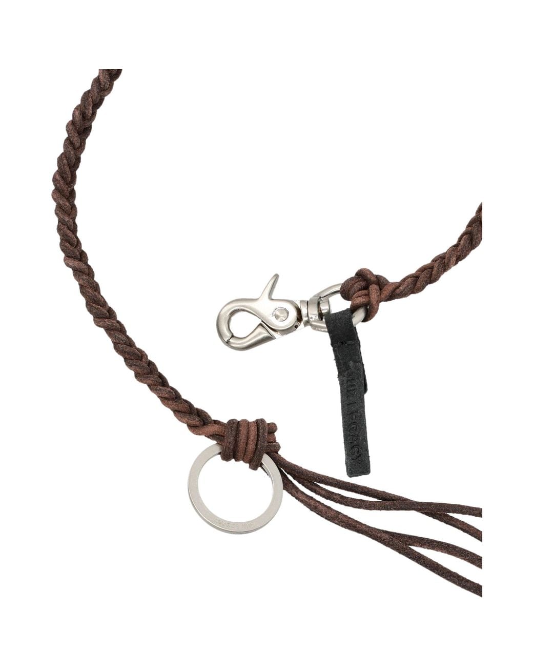 Our Legacy Brown Braided Cord Necklace With Metal Hook