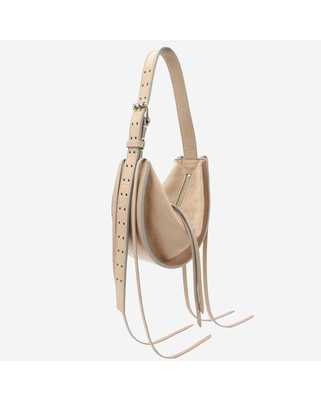 RADICA STUDIO White Hammock Style Bag With Textured Leather Fringe