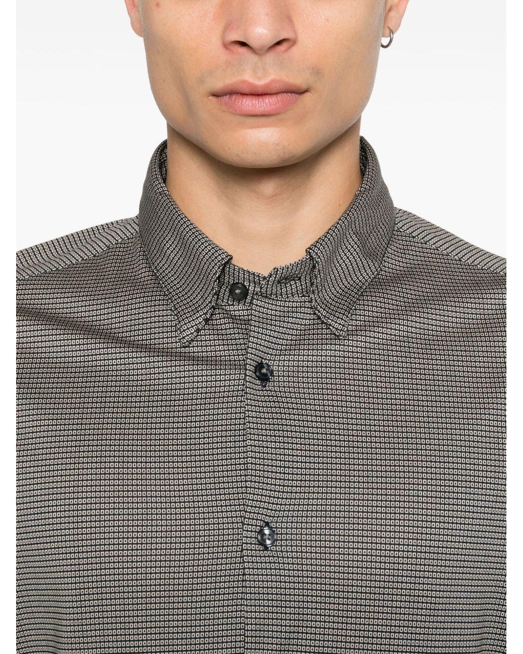 Emporio Armani Gray Cotton Blend Shirt for men