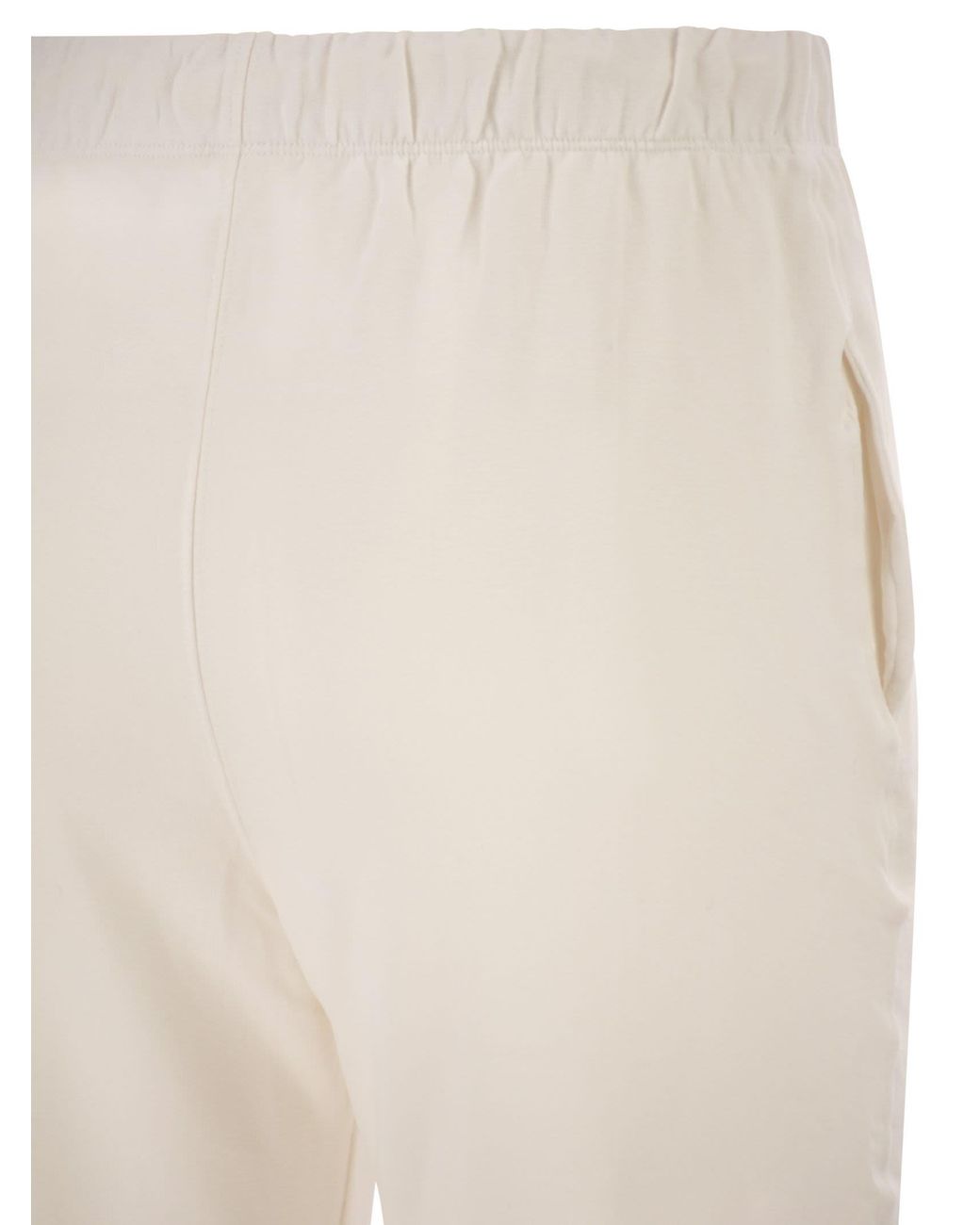 Majestic White Stretch Viscose Jogger Trousers With Drawstring Waist
