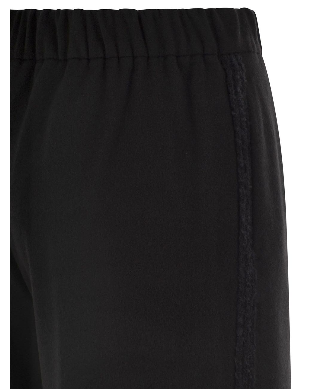 Herno Black Wide-Leg Flannel-Effect Trousers With Elasticated Waistband