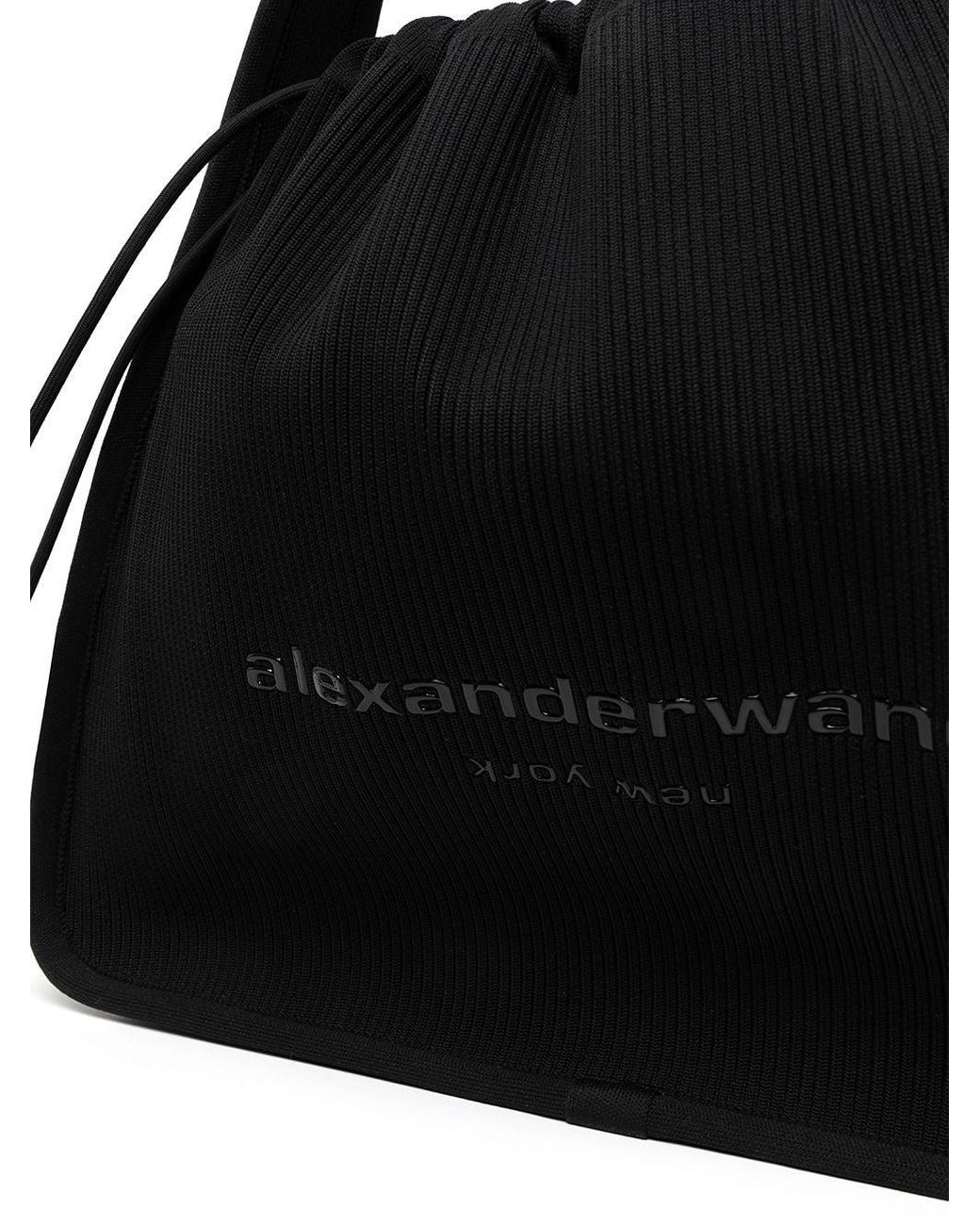 トートバッグ Alexander Wang FW25 RYAN LARGE BAG (20422K21T 001) RYAN LARGE BAG IN RIBBED KNIT in BLACK | alexanderwang®