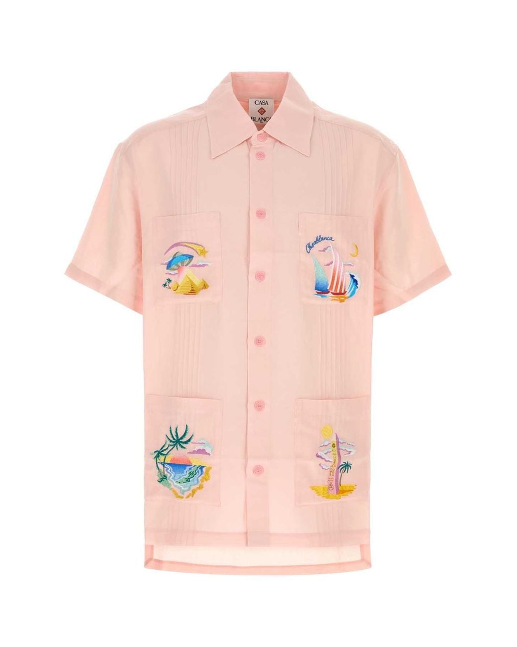 Casablanca Pink Embroidered Shirt for men
