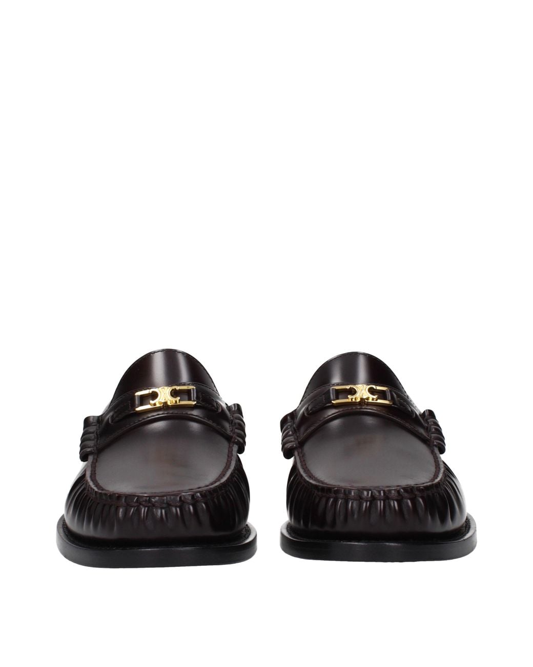 Céline Black Triomphe Moccasins/Burgundy Leather