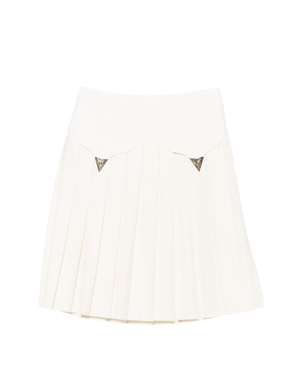 Versace White Wool Midi Skirt