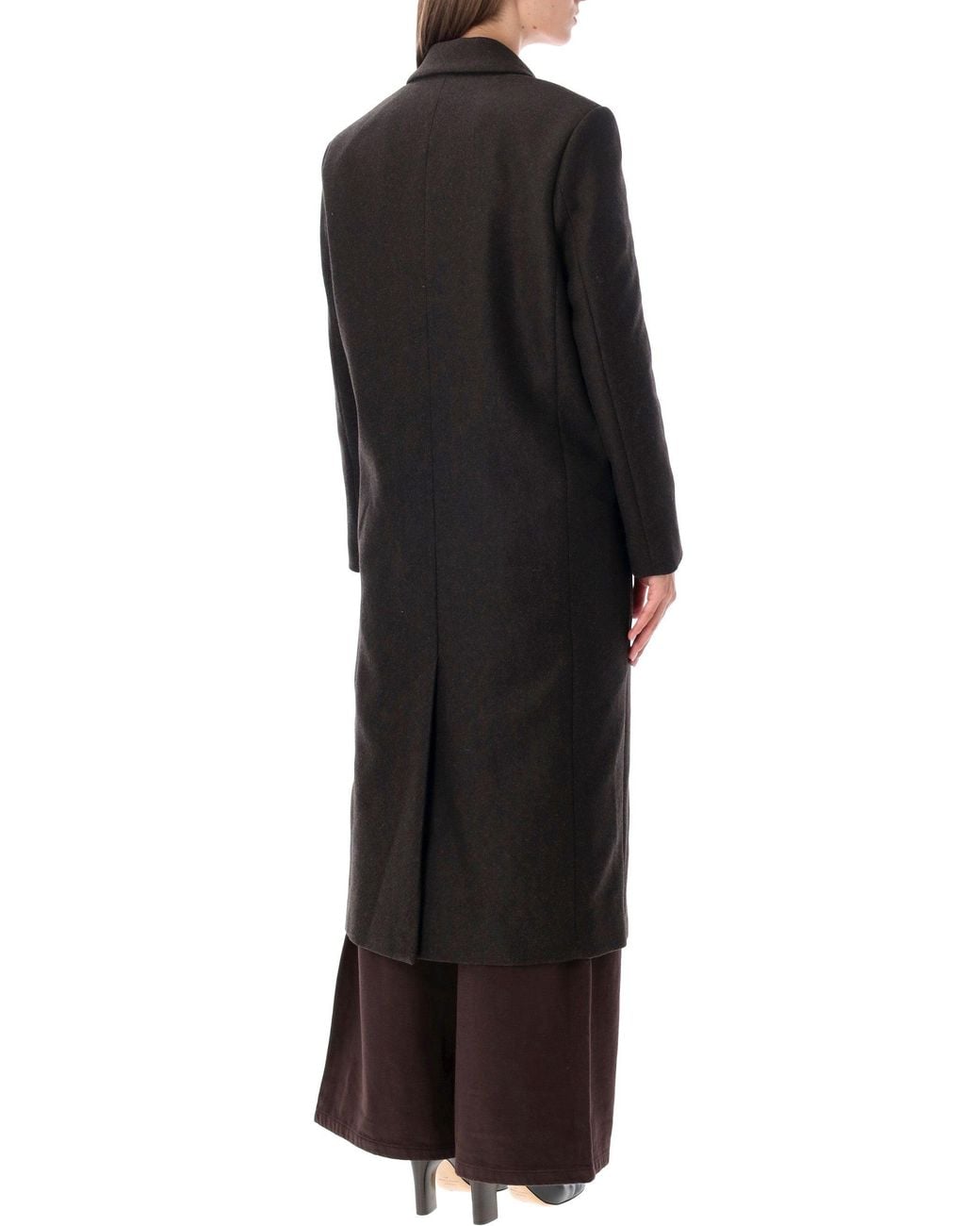 Sessun Black Double-Breasted Wool-Blend Coat