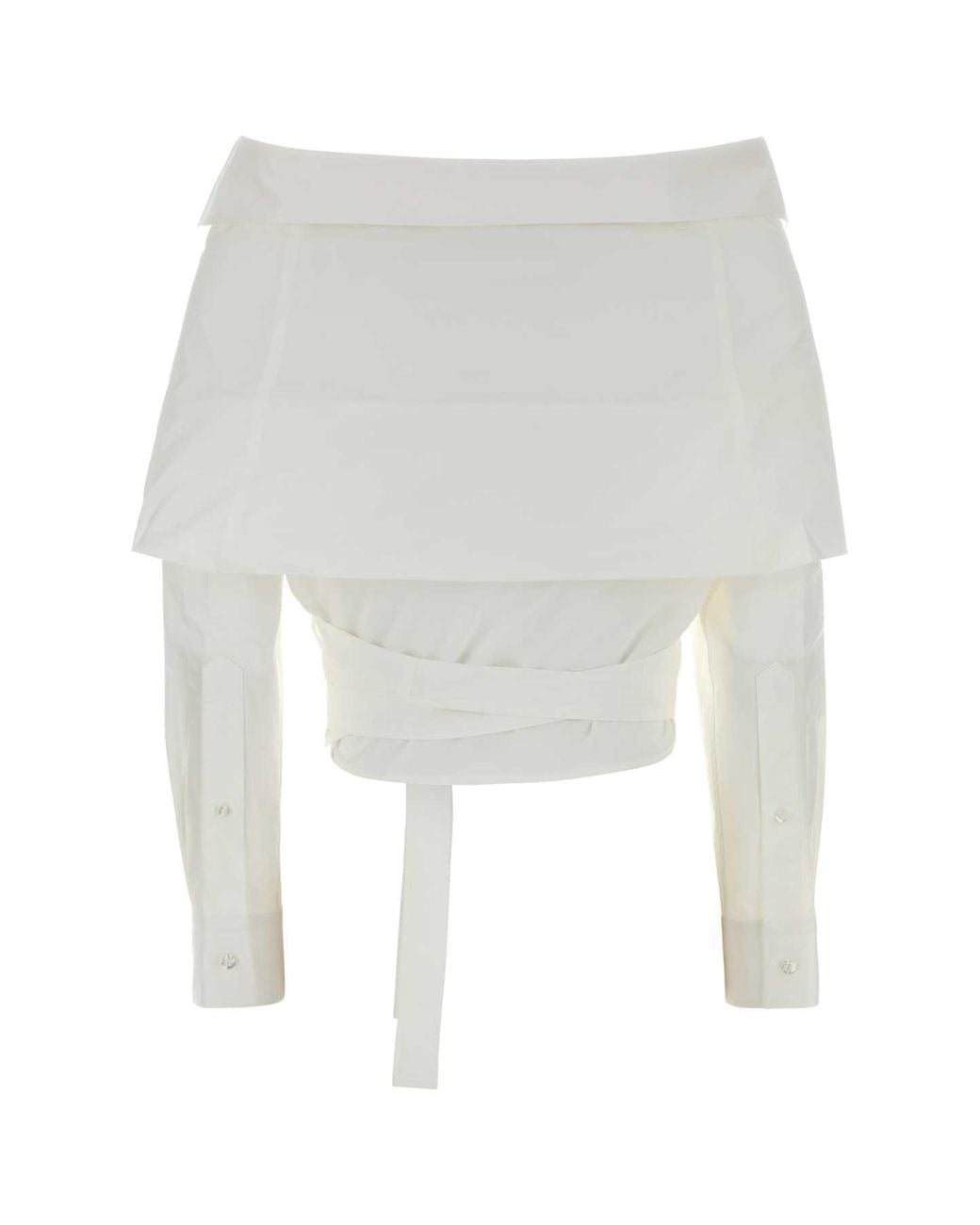 Balenciaga White Balenciaga Wrap Cotton Blouse