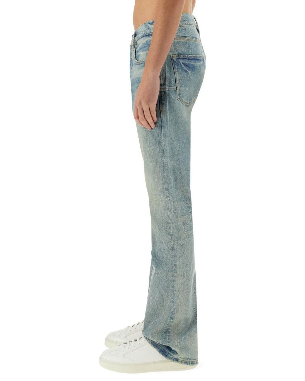 Purple Brand Blue Coated Flare Jeans for men