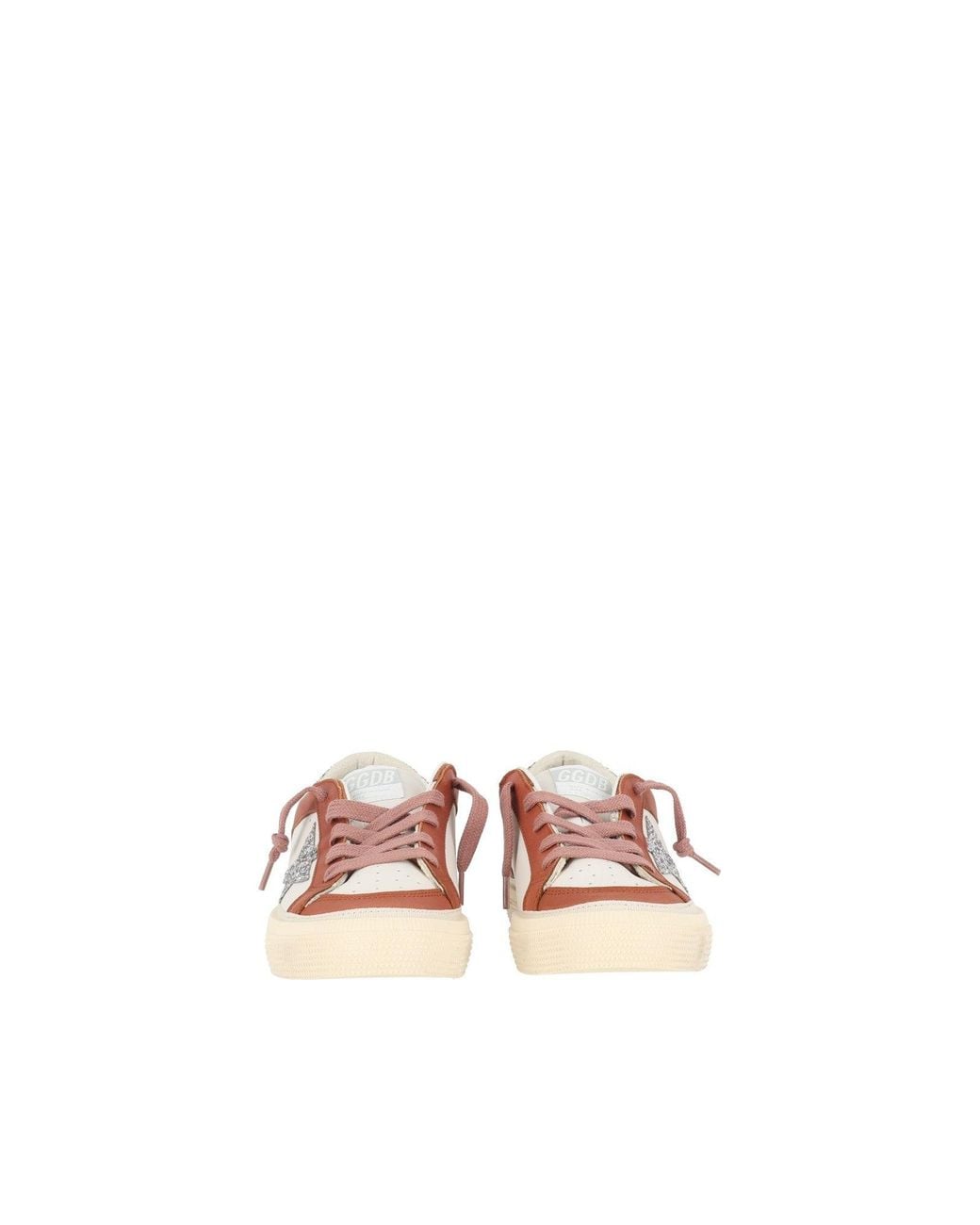 Golden Goose Deluxe Brand Pink Sneakers May Leather Upper And Toe Glitter Star And Heel/Bordeaux
