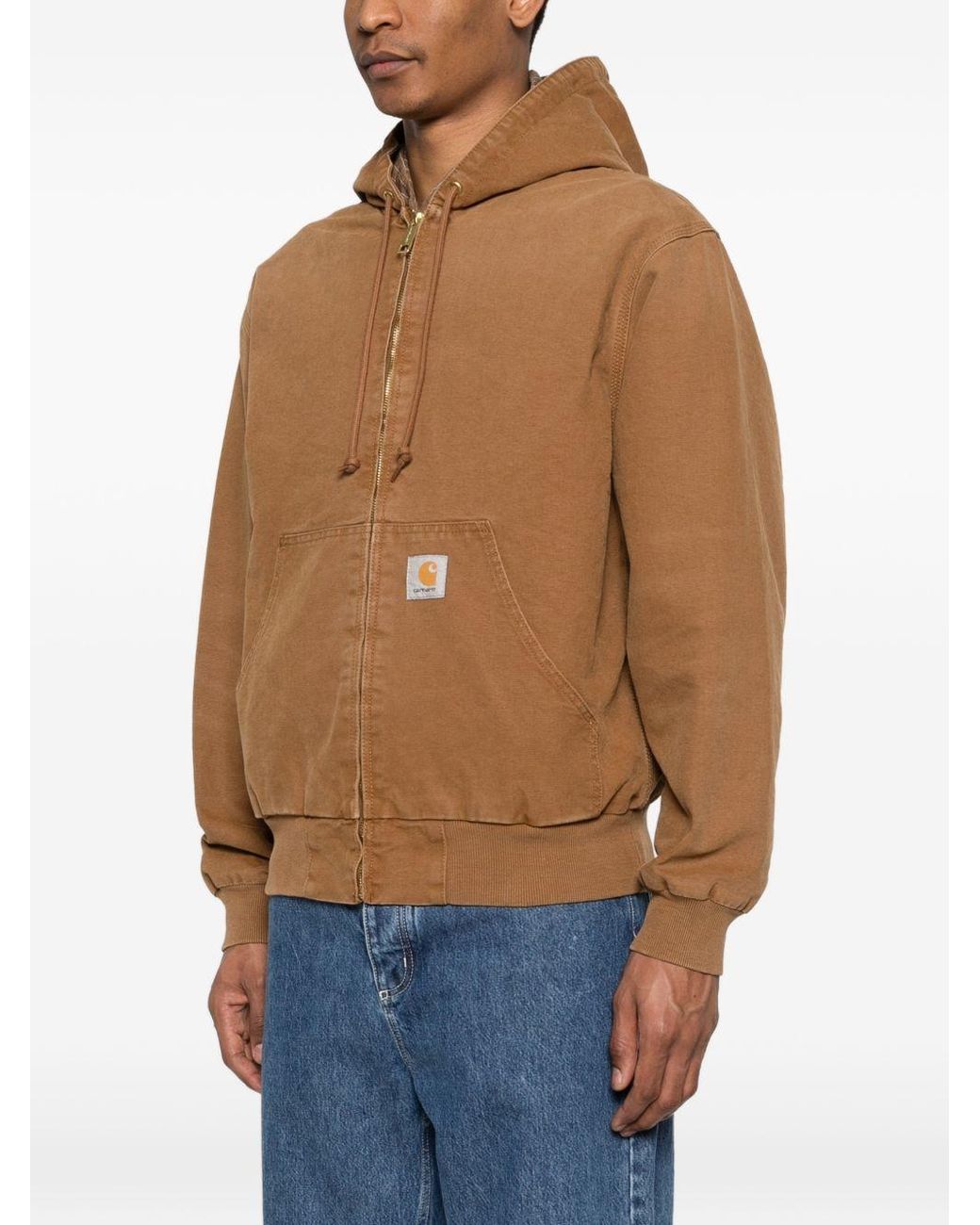Carhartt Brown Cotton Hooded Jacket for men
