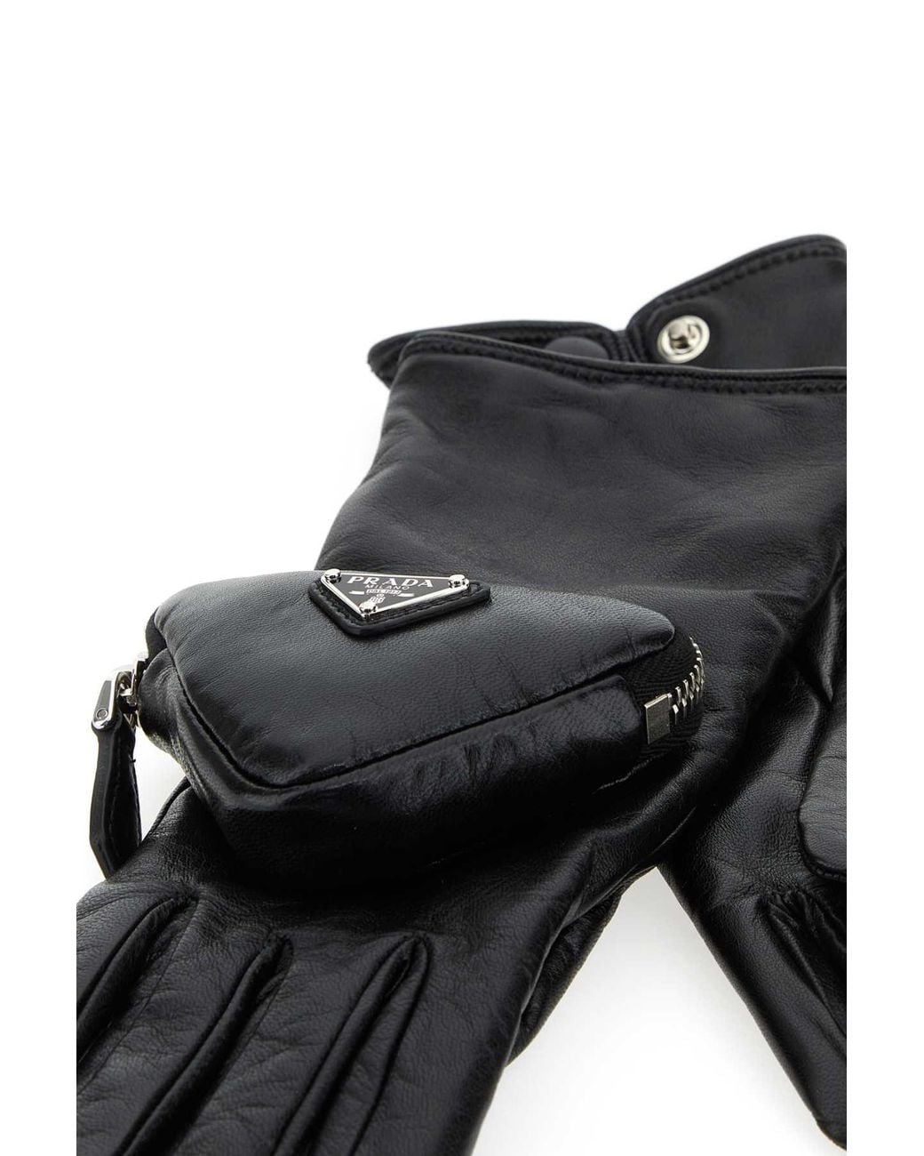 Prada Black Leather Gloves