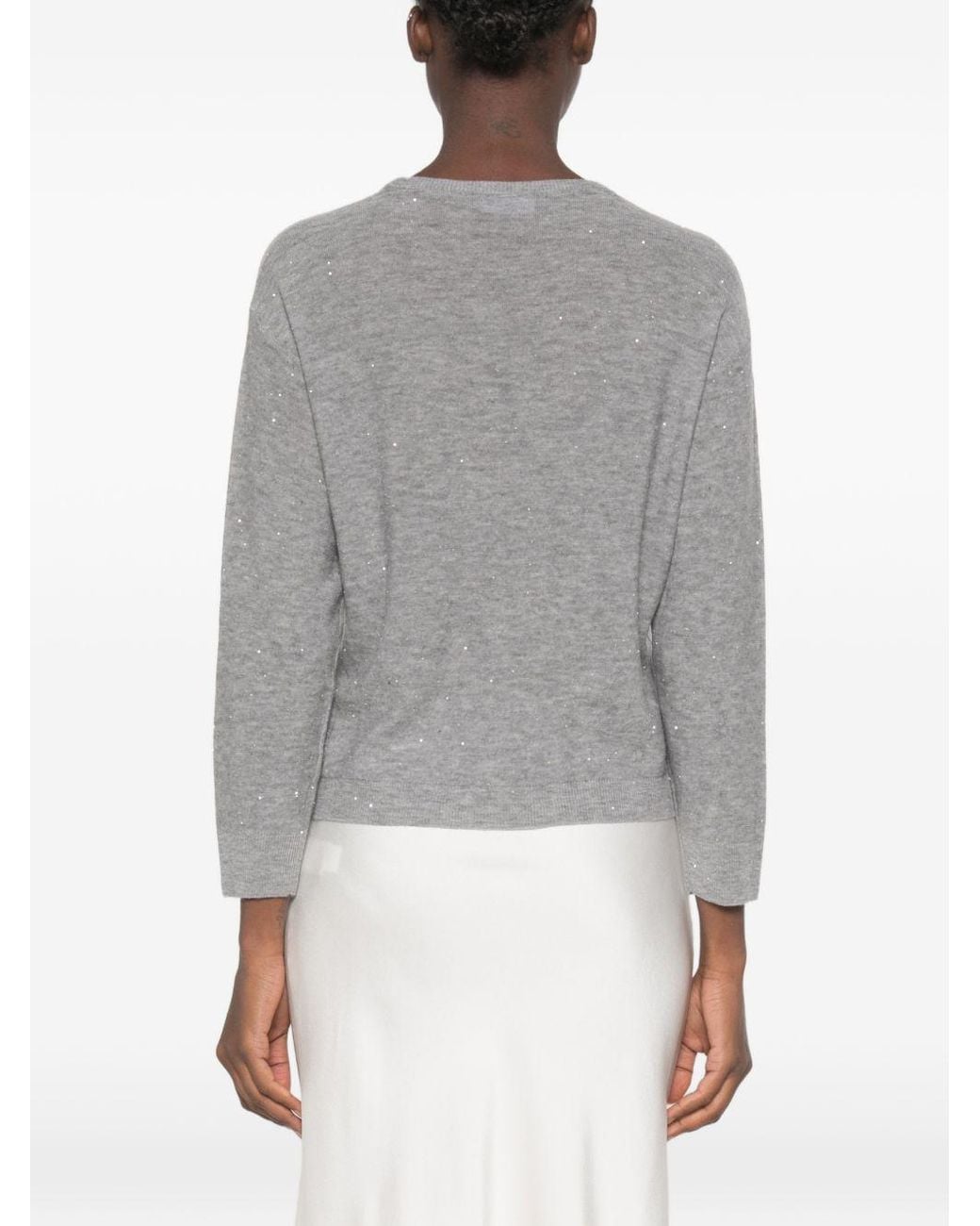 Fabiana Filippi Gray Wool Crewneck Sweater