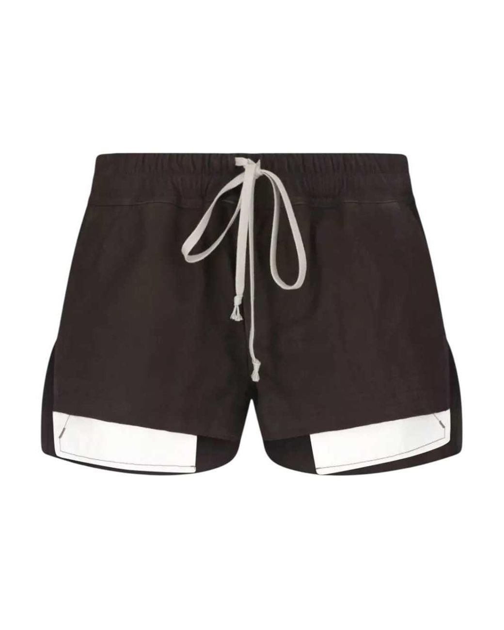 Rick Owens Black Leather Shorts