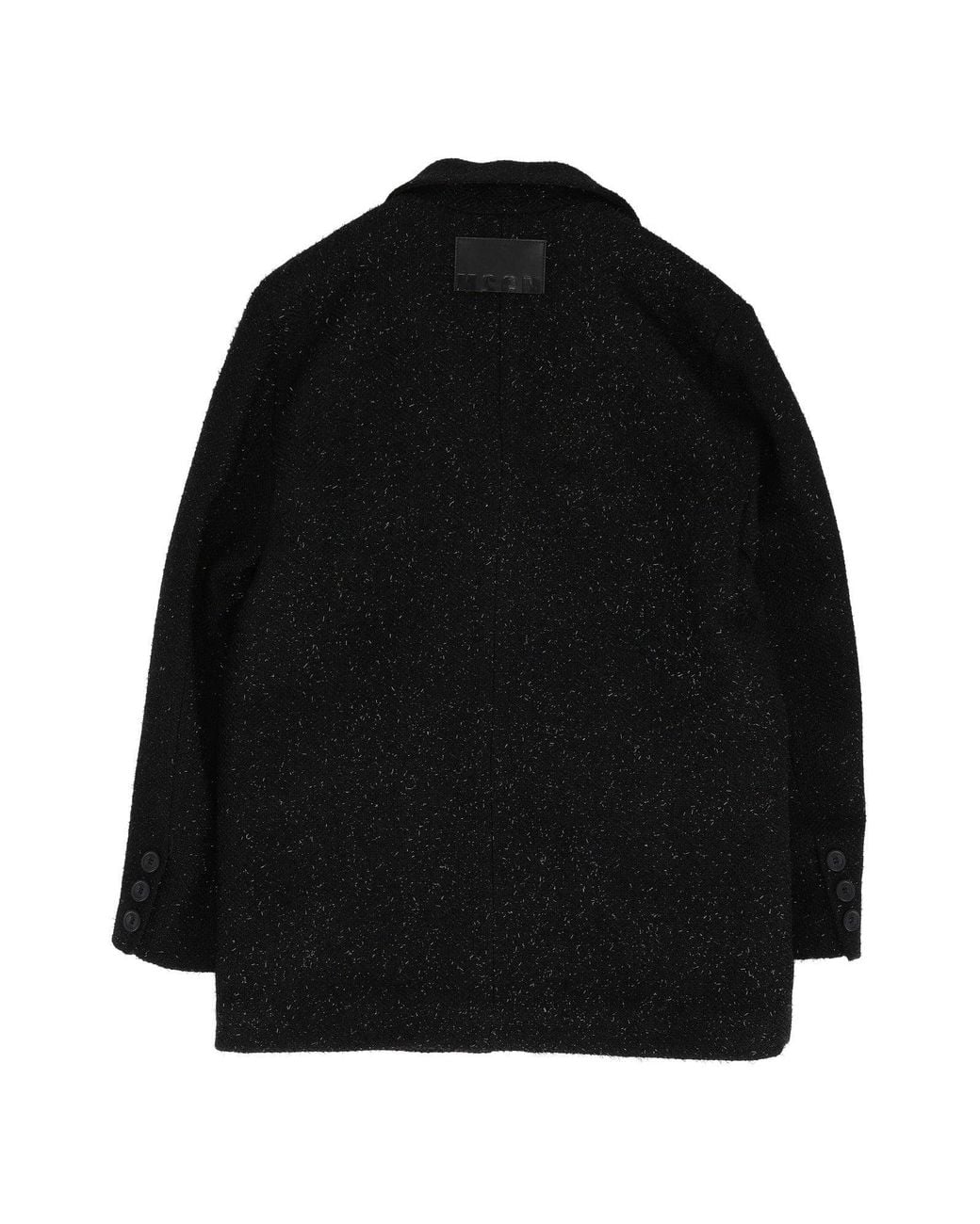 MSGM Black Resca Lurex Coat Jacket Girl Nero