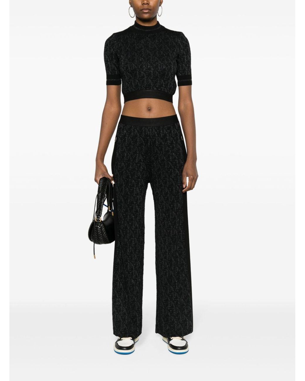 Palm Angels Black Knitted Flared Trousers
