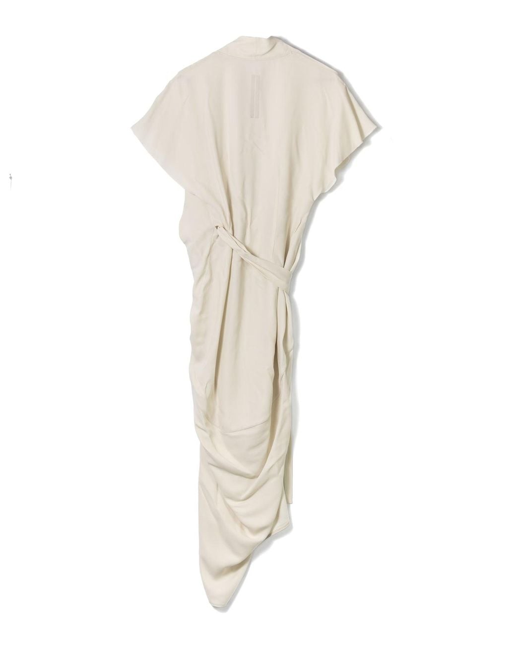 Rick Owens White Knee-Length Silk Dress With Wraparound Design