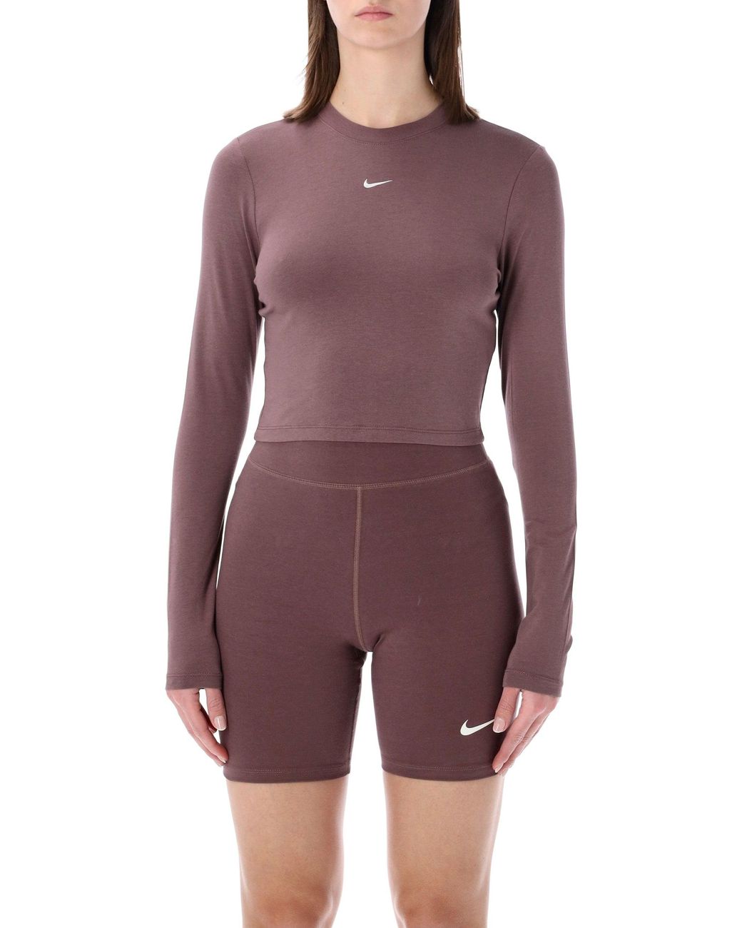 Nike Purple Long-Sleeve Cropped Top