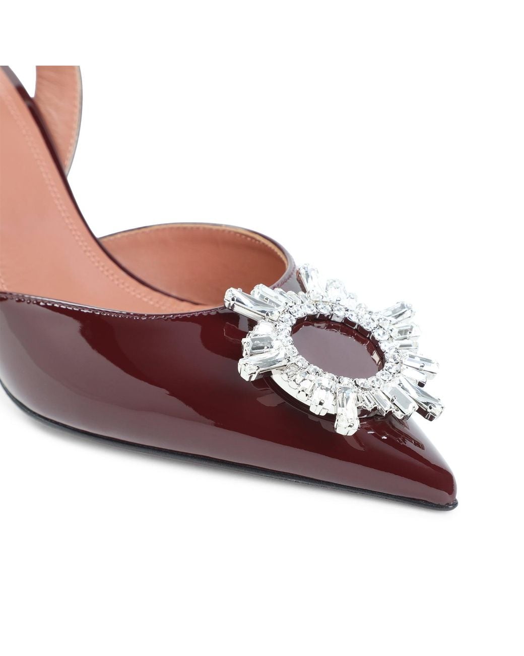 AMINA MUADDI Brown Begum Slingback Pumps 7Cm Patent Leather Crystals