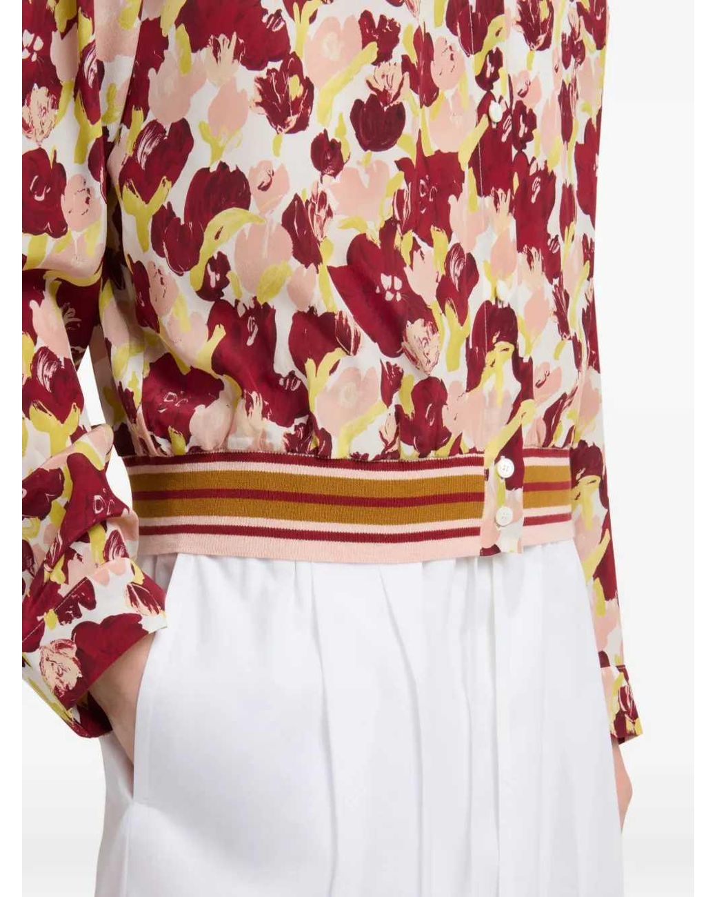 Marni Bloemen Gestreept Zijden Overhemd in het Red