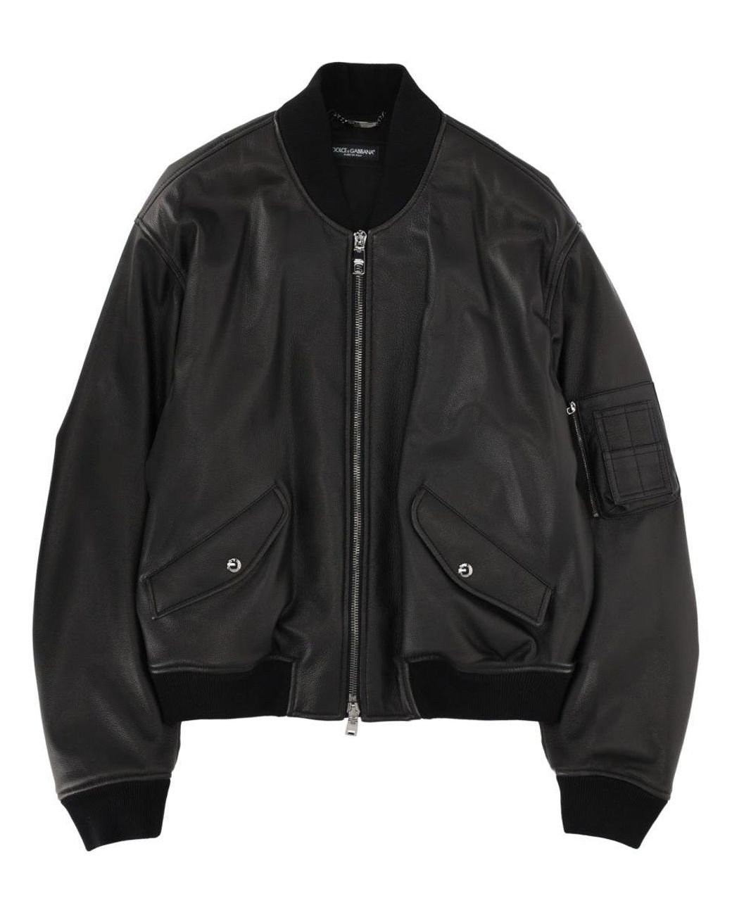 Dolce & Gabbana Black Solid Mock Collar Jacket for men