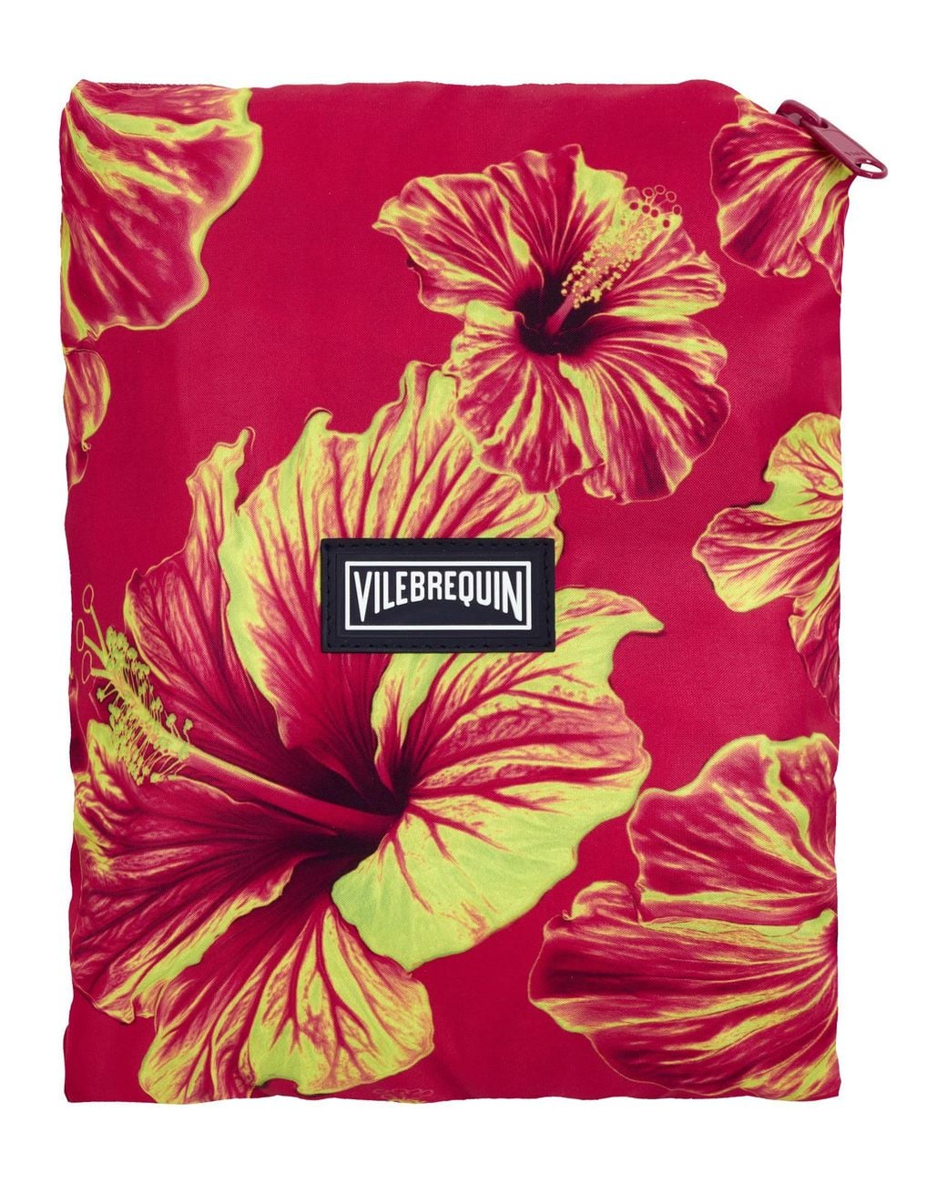 Vilebrequin Red Swim Shorts With Hibiscus Print And Matching Pouch for men