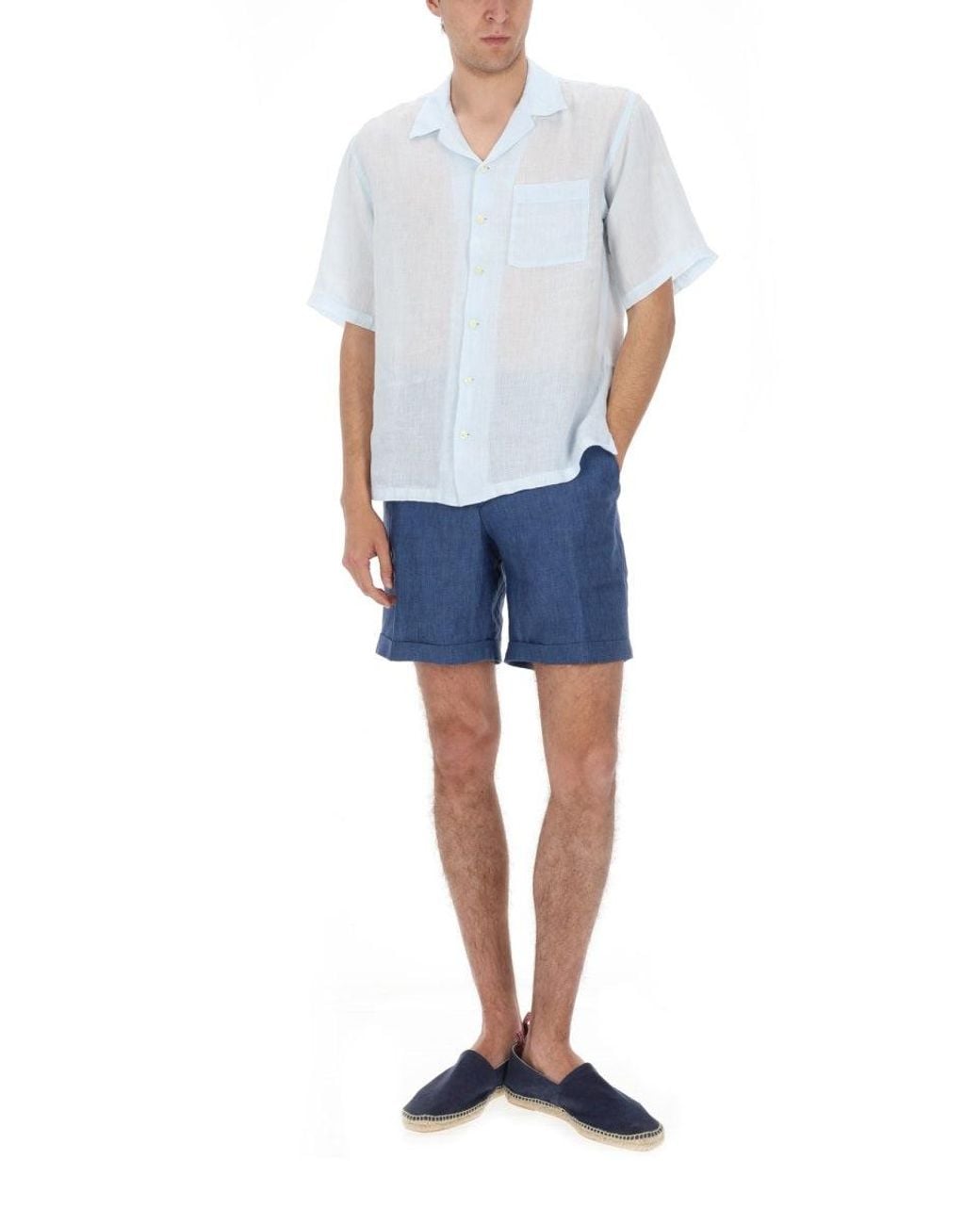 120% Lino Blue Azure Linen Shirt
