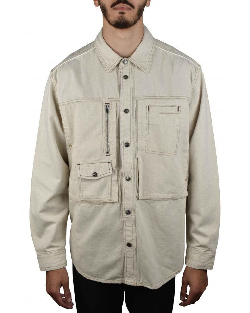 Isabel Marant Gray Off- Denim Jacket With Exposed Seams for men