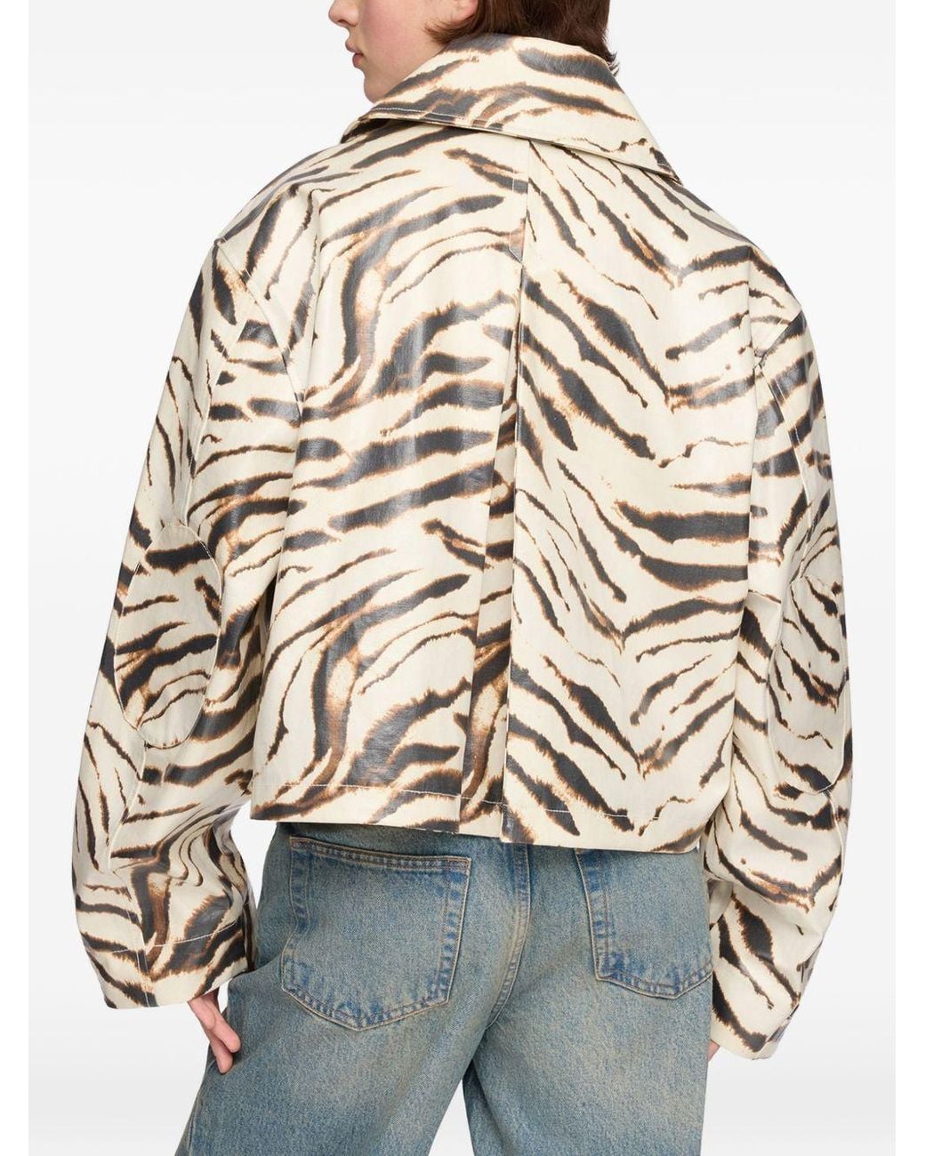 Ganni Natural Zebra Print Cotton Blend Jacket