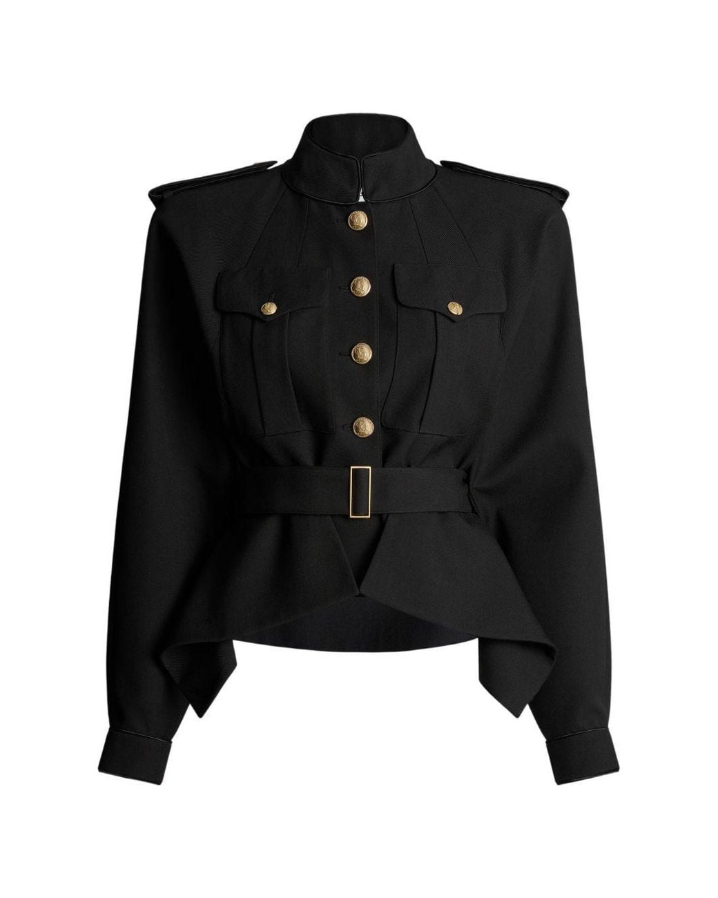 Balmain Black Wool Belted Jacket