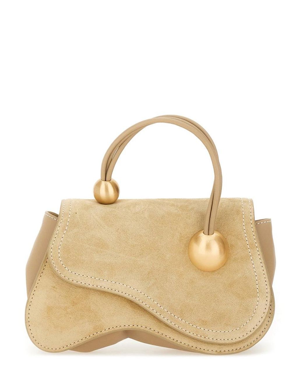 Cult Gaia Natural Mini Kazia Leather Shoulder Bag