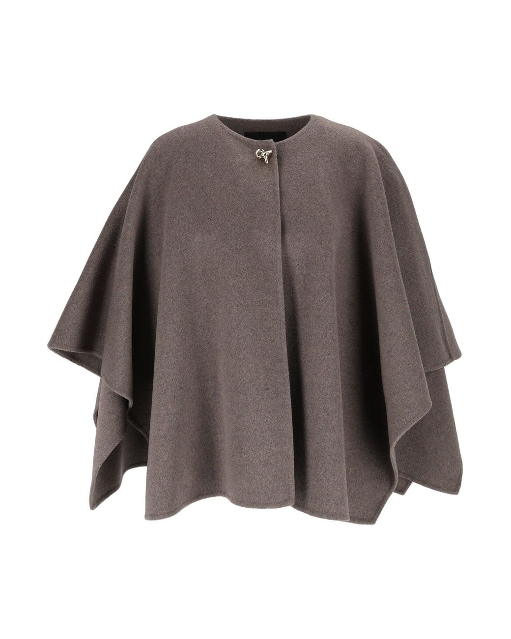 Fabiana Filippi Gray Falcon Draped Wool-Cashmere Blend Cape
